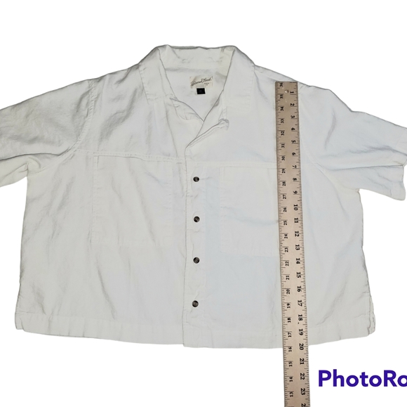 NWOT Universal Thread Button Down Shirt White Cotton Linen XXL - Picture 4 of 5